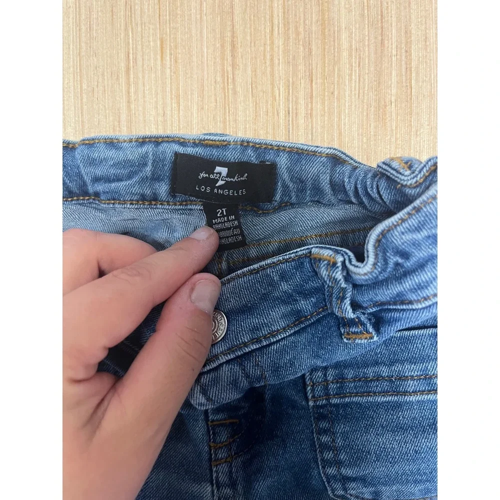 7 For All Mankind Kids Blue Straight Leg Denim Jeans Size 2T Adjustable Waist